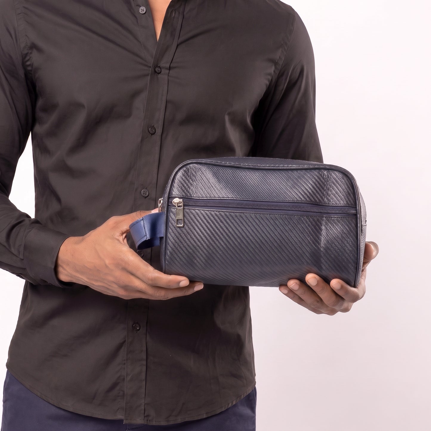 Nécessaire Masculina com Bolso Frontal Azul