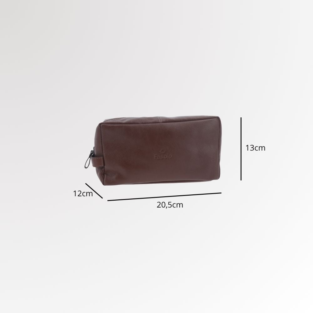 Nécessaire Masculina em Couro Legítimo Caramelo