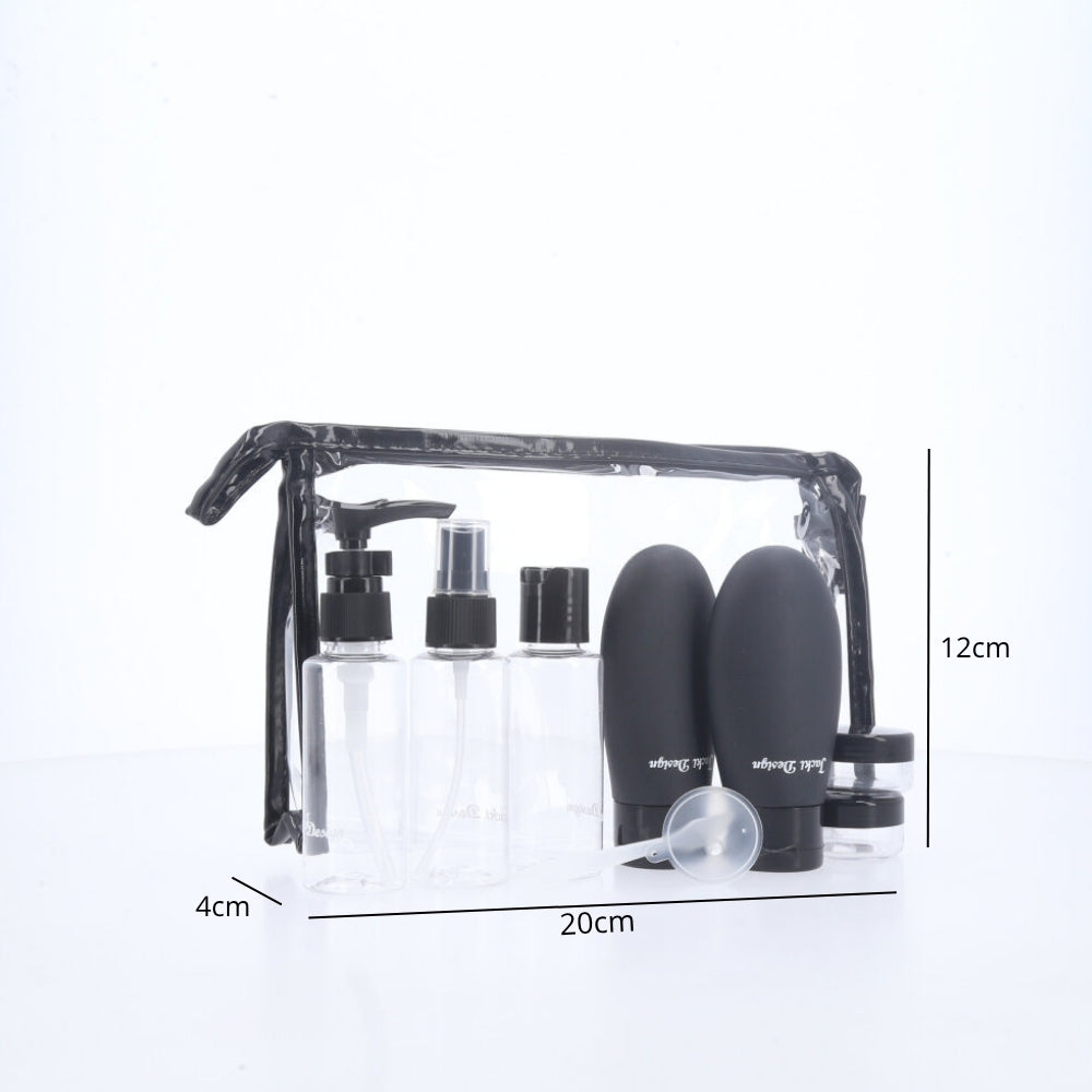 Kit de Nécessaire para Viagem com 7 Peças Preto