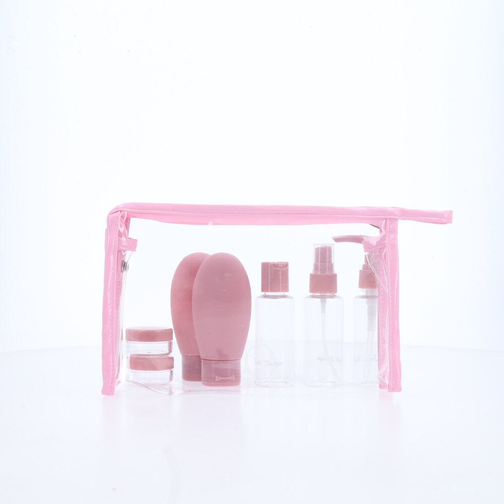 Kit de Nécessaire para Viagem com 7 Peças Rosa