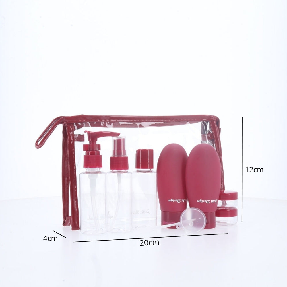 Kit de Nécessaire para Viagem com 7 Peças Vinho