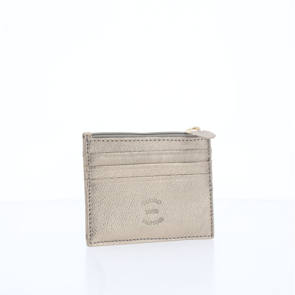 Porta Cartão Unissex em Couro Prata velha