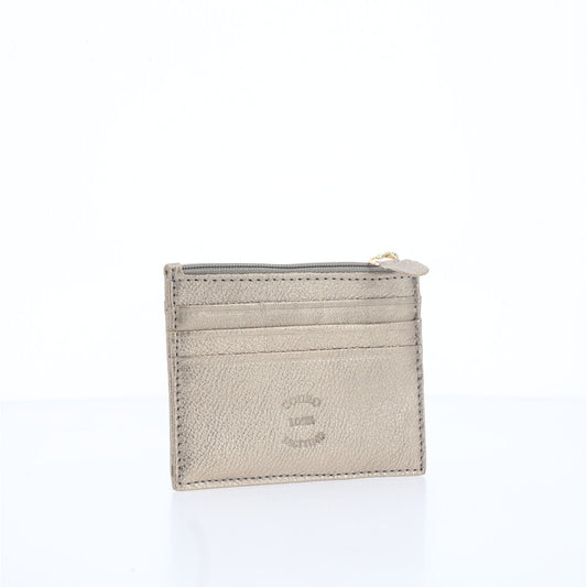 Porta Cartão Unissex em Couro Prata velha