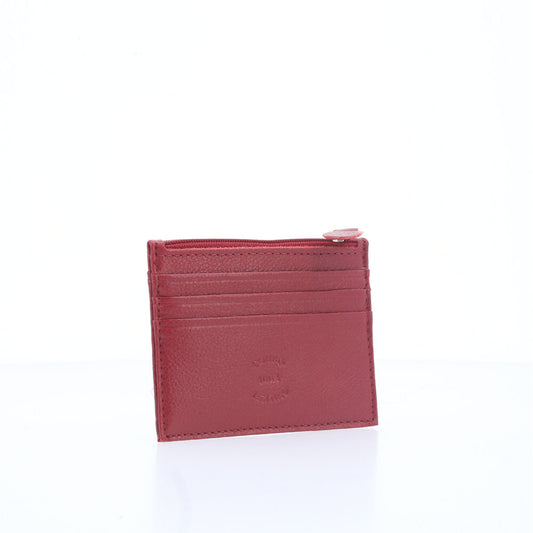 Porta Cartão Unissex em Couro Vermelho
