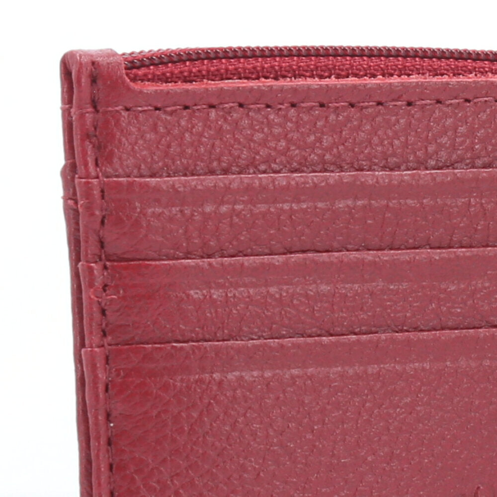Porta Cartão Unissex em Couro Vermelho