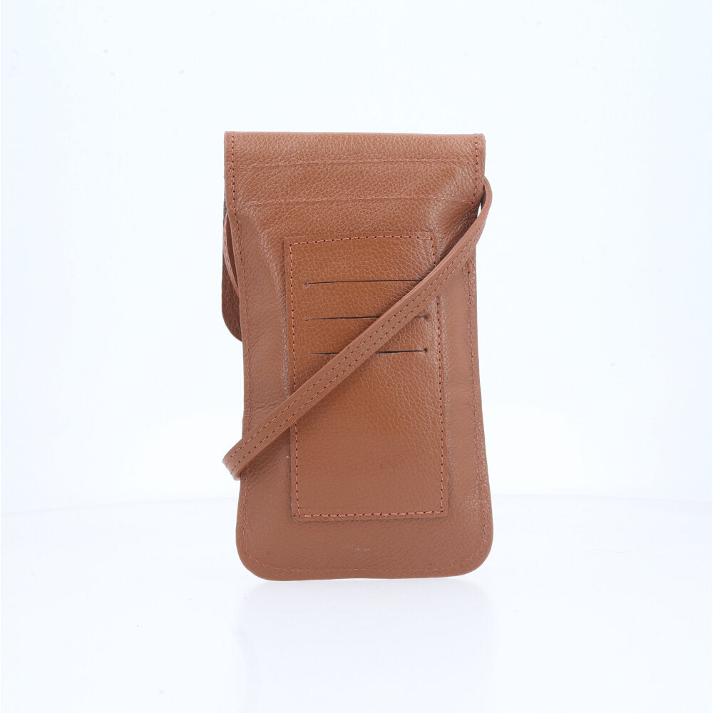 Porta Celular em Couro Animal Print Caramelo