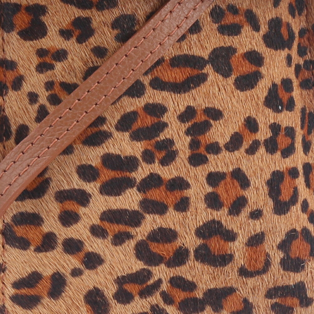 Porta Celular em Couro Animal Print Caramelo