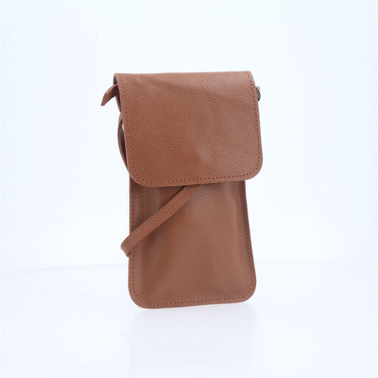 Porta Celular em Couro com Alça Transversal Caramelo