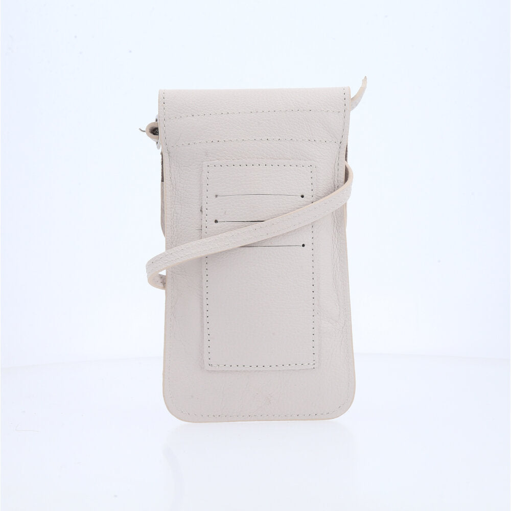 Porta Celular em Couro com Alça Transversal Marfim