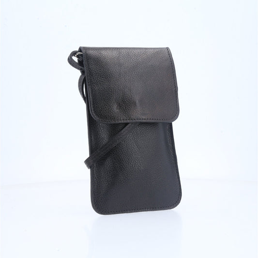 Porta Celular em Couro com Alça Transversal Preto