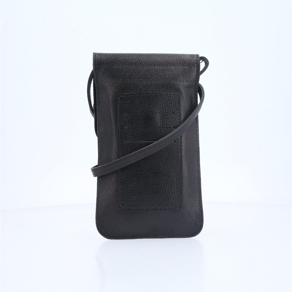 Porta Celular em Couro com Alça Transversal Preto