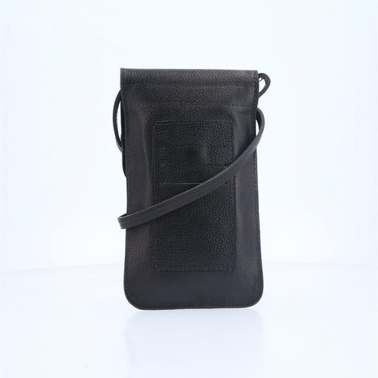 Porta Celular em Couro com Alça Transversal Preto