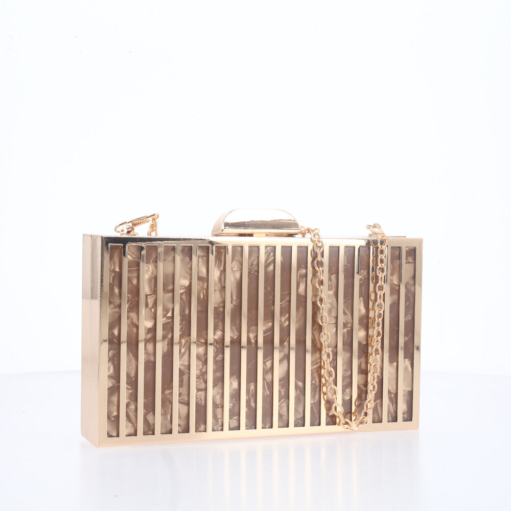Bolsa Festa Feminina Clutch com Detalhe Marmorizado Ouro