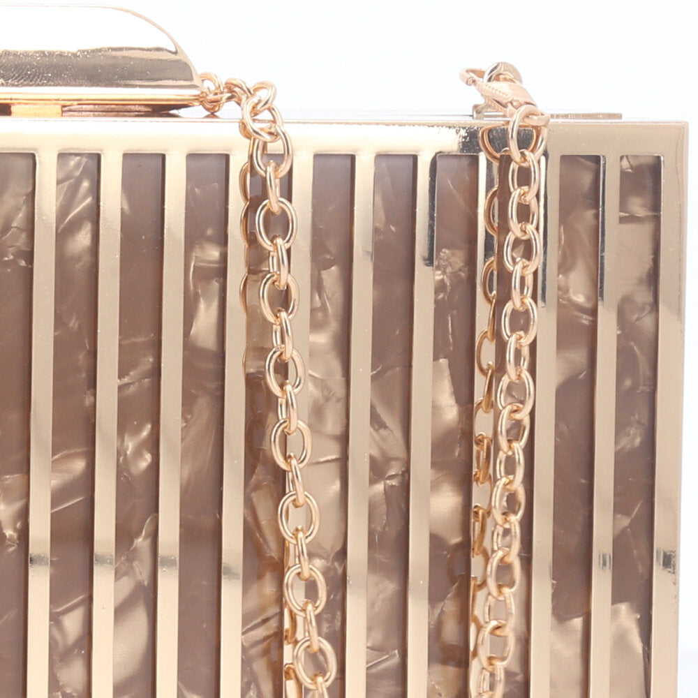 Bolsa Festa Feminina Clutch com Detalhe Marmorizado Ouro