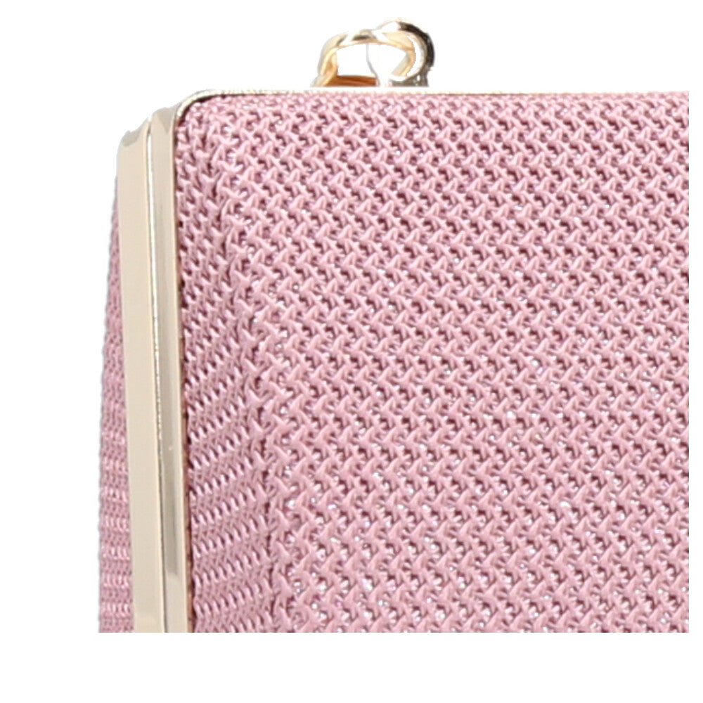 Bolsa Clutch Feminina em Tecido com Corrente Rosa