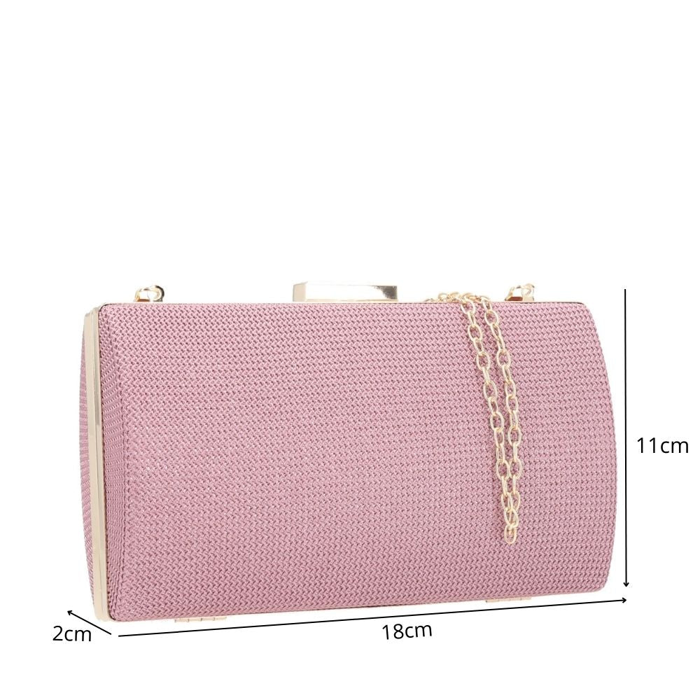 Bolsa Clutch Feminina em Tecido com Corrente Rosa