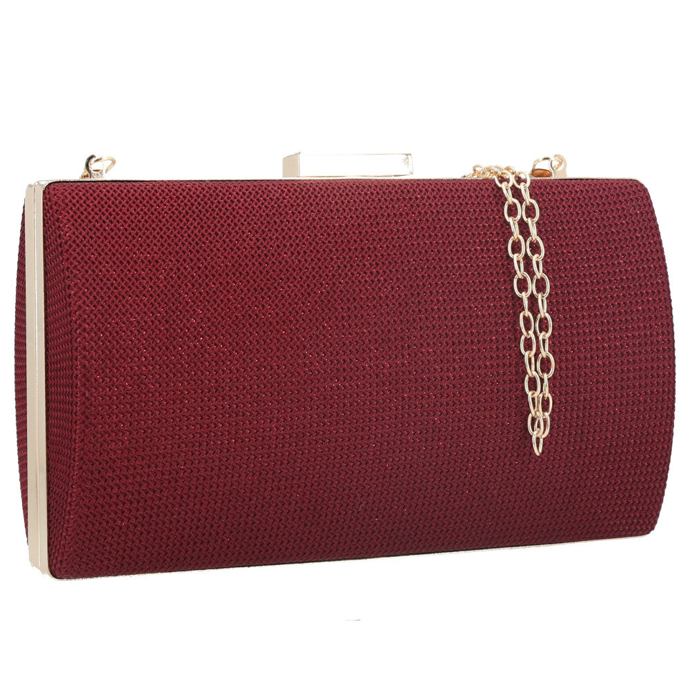 Bolsa Clutch Feminina em Tecido com Corrente Vermelho