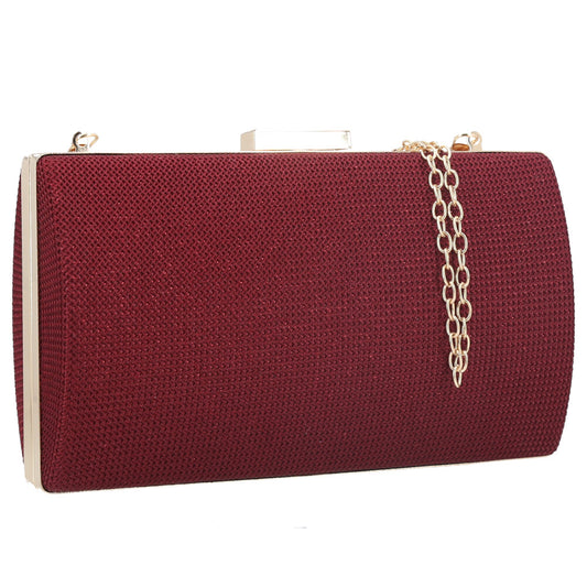 Bolsa Clutch Feminina em Tecido com Corrente Vermelho
