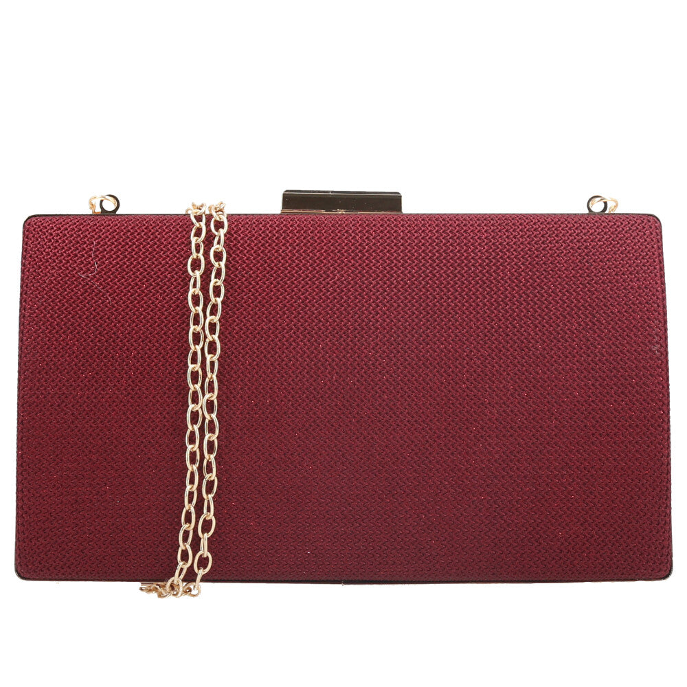Bolsa Clutch Feminina em Tecido com Corrente Vermelho