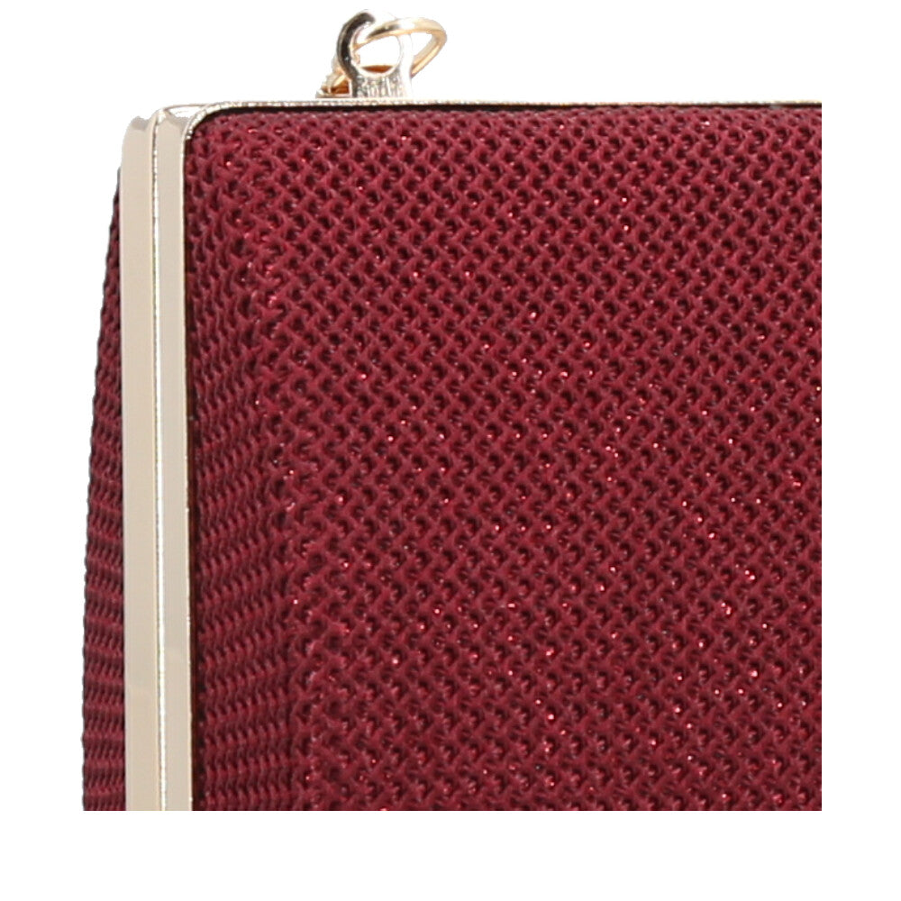 Bolsa Clutch Feminina em Tecido com Corrente Vermelho