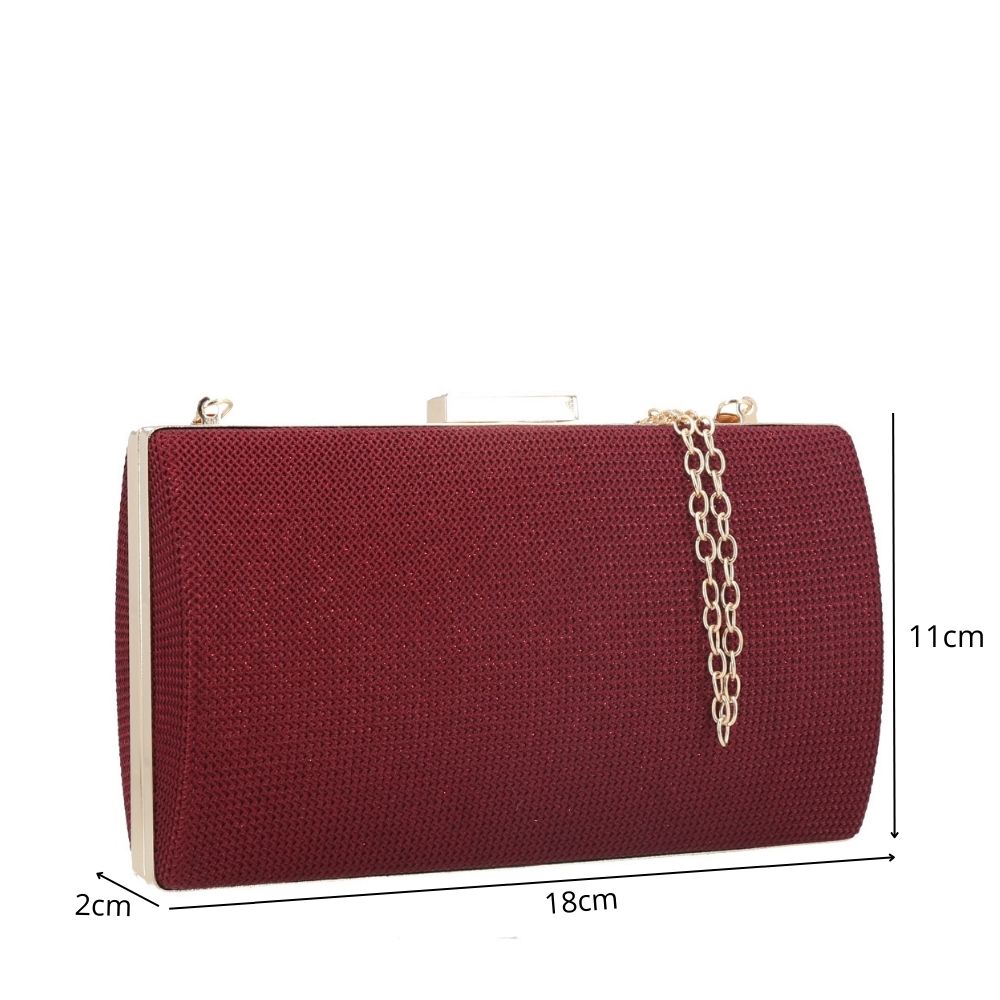 Bolsa Clutch Feminina em Tecido com Corrente Vermelho