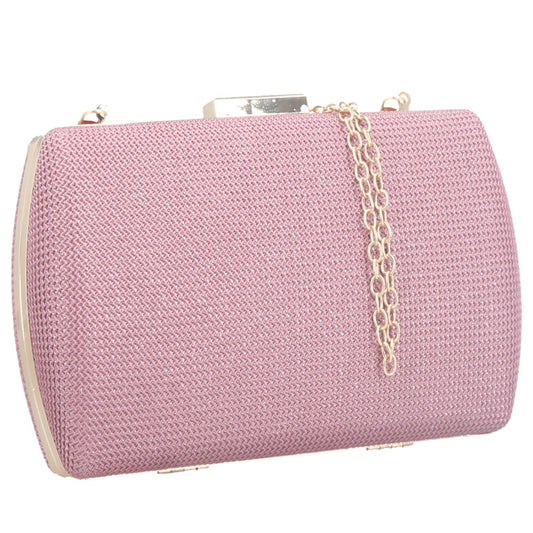 Clutch Feminina em Tecido com Alça de Corrente Rosa