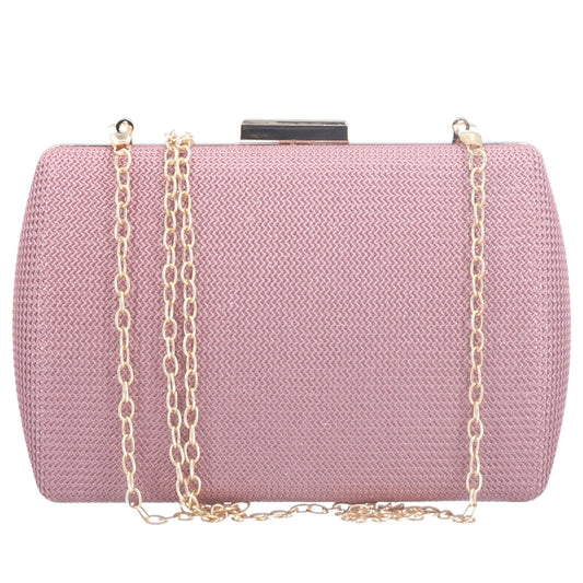 Clutch Feminina em Tecido com Alça de Corrente Rosa