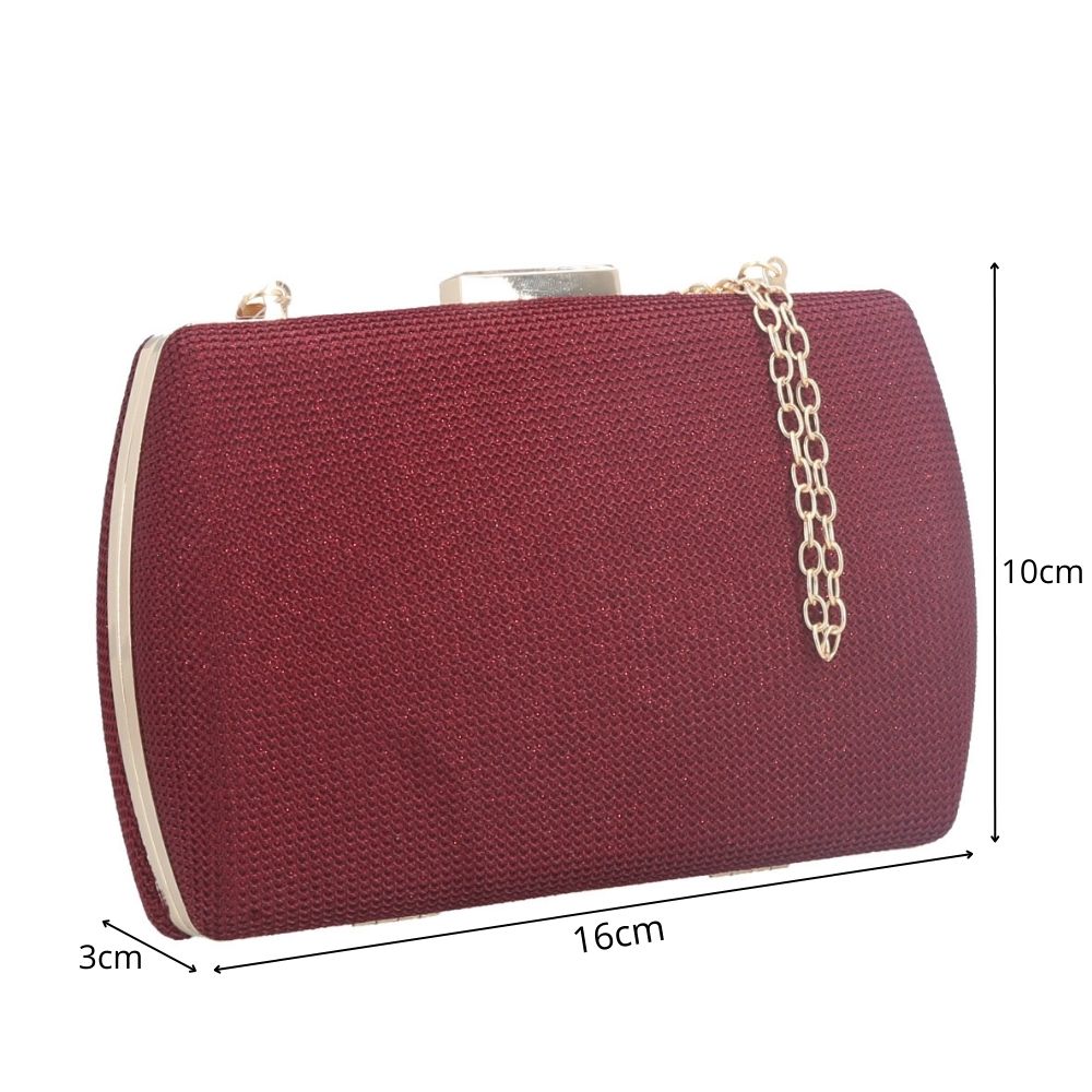 Clutch Feminina em Tecido com Alça de Corrente Vermelho