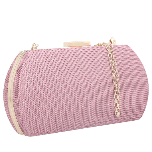 Clutch Feminina Estruturada com Corrente Rosa
