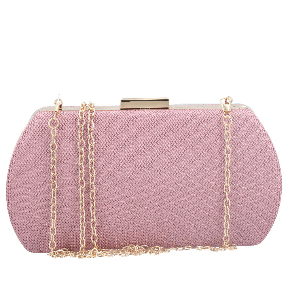 Clutch Feminina Estruturada com Corrente Rosa
