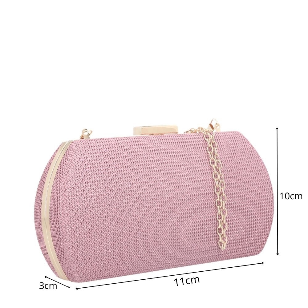 Clutch Feminina Estruturada com Corrente Rosa