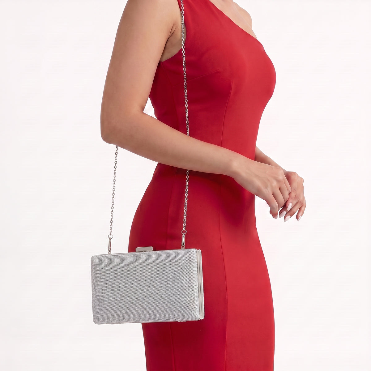 Bolsa Clutch Feminina Transversal Luxo Festa Prata