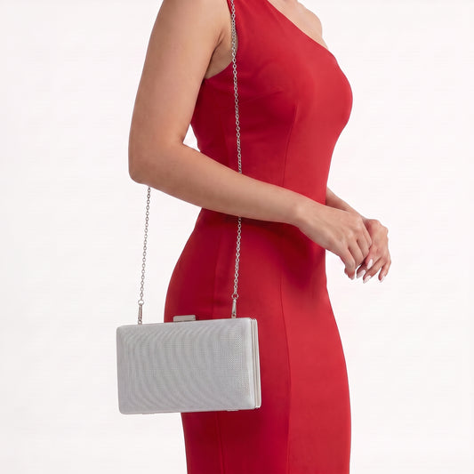 Bolsa Clutch Feminina Transversal Luxo Festa Prata