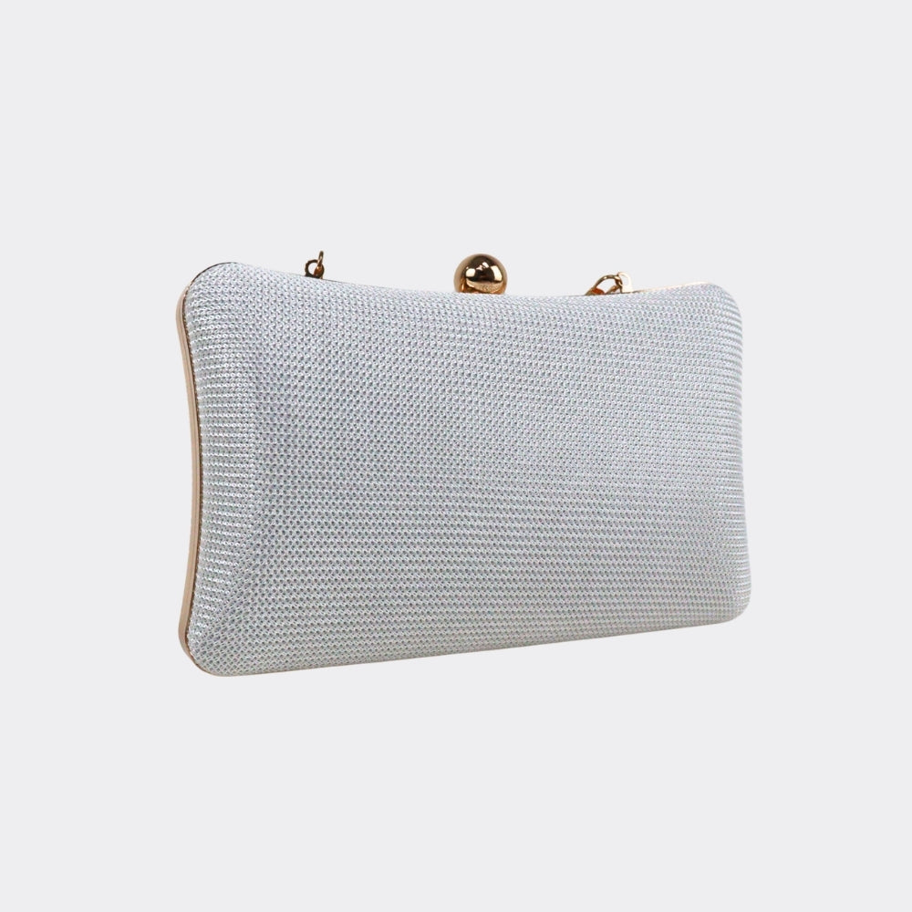Bolsa de Festa Estilo Clutch com Alça de Corrente Marfim