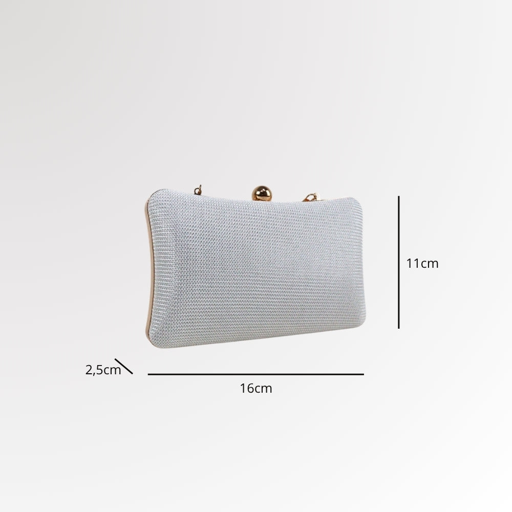 Bolsa de Festa Estilo Clutch com Alça de Corrente Marfim