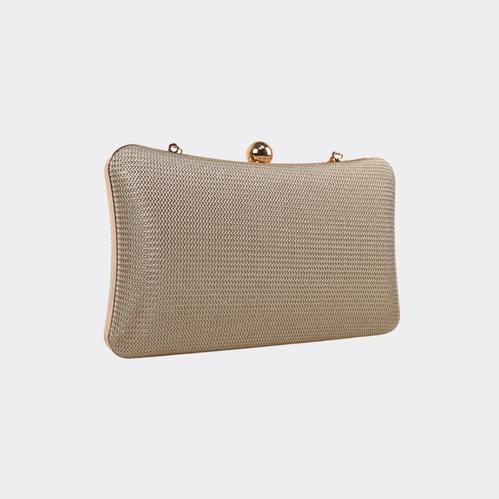 Bolsa de Festa Estilo Clutch com Alça de Corrente Ouro