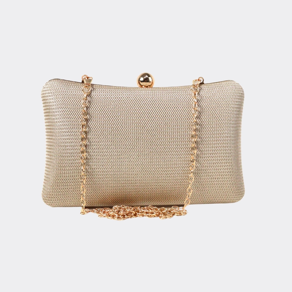 Bolsa de Festa Estilo Clutch com Alça de Corrente Ouro
