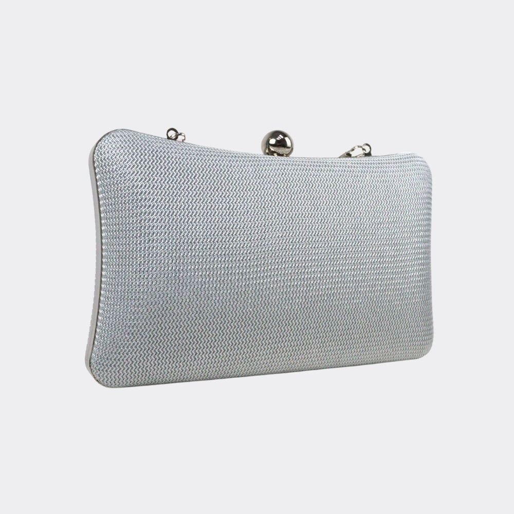 Bolsa de Festa Estilo Clutch com Alça de Corrente Prata