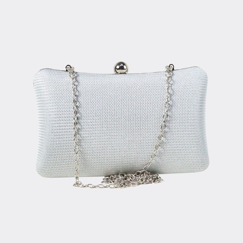Bolsa de Festa Estilo Clutch com Alça de Corrente Prata