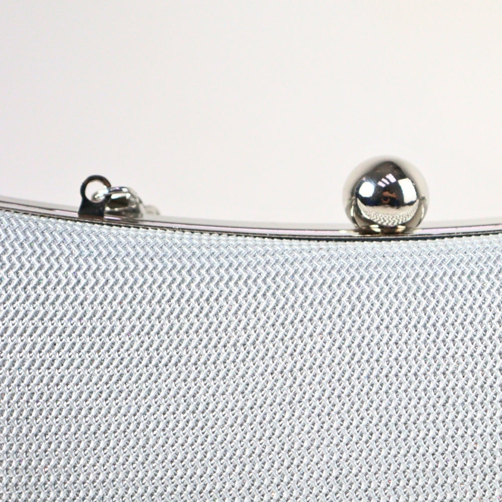 Bolsa de Festa Estilo Clutch com Alça de Corrente Prata