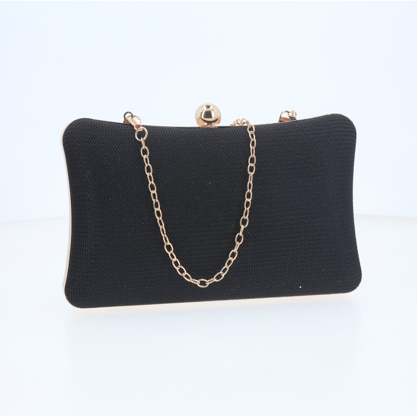 Bolsa de Festa Estilo Clutch com Alça de Corrente Preto