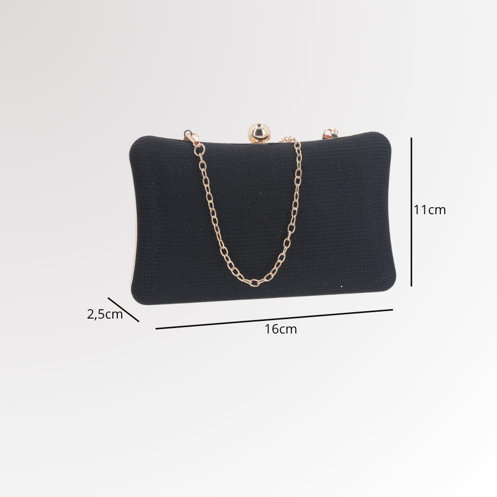Bolsa de Festa Estilo Clutch com Alça de Corrente Preto