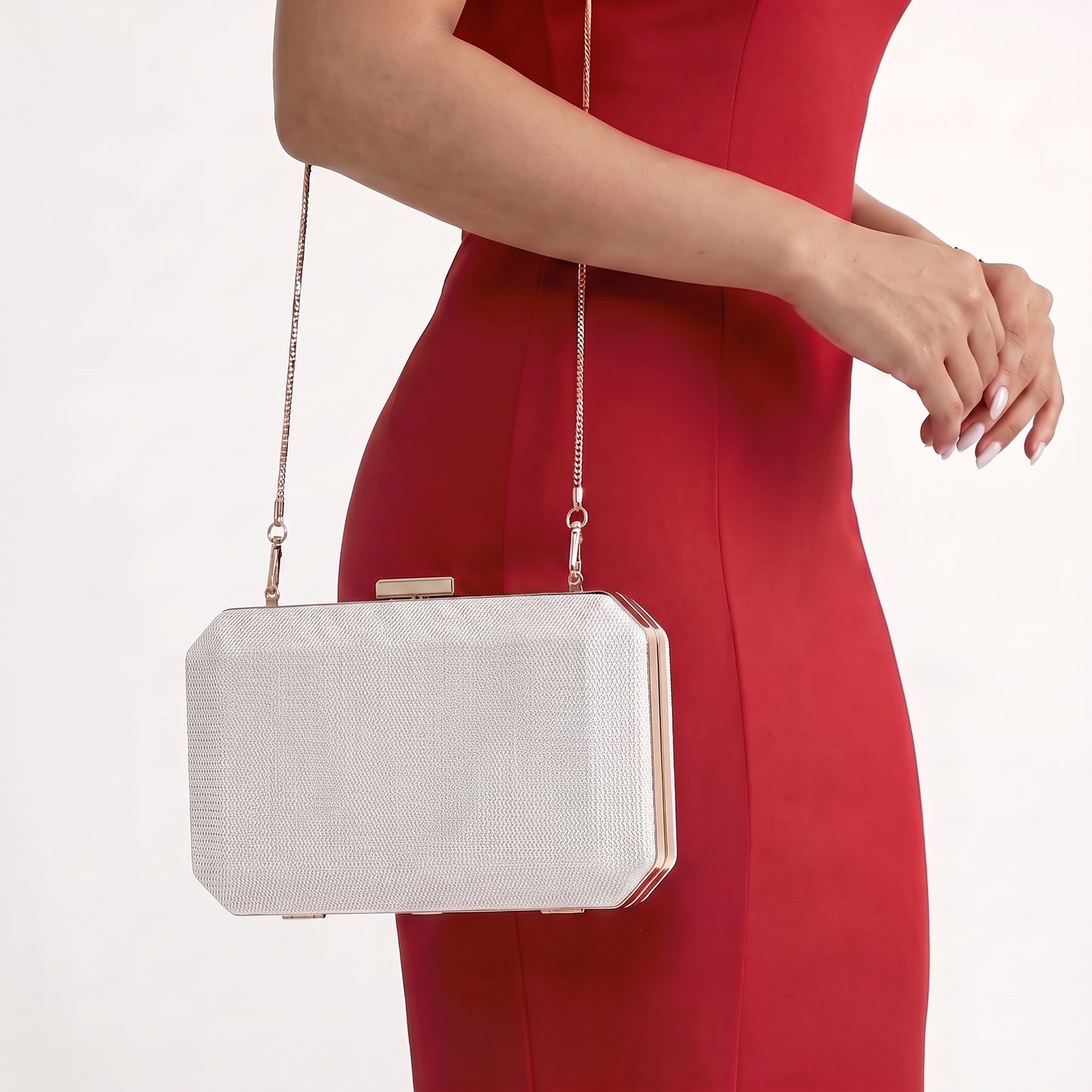 Bolsa Clutch de Festa com Design Minimalista Marfim