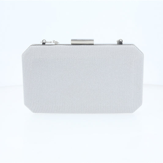 Bolsa Clutch de Festa com Design Minimalista Prata