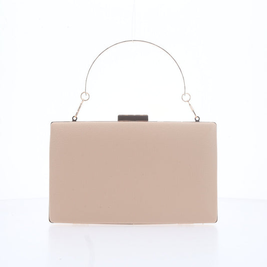 Bolsa Festa Feminina com Flores Aplicadas Bege