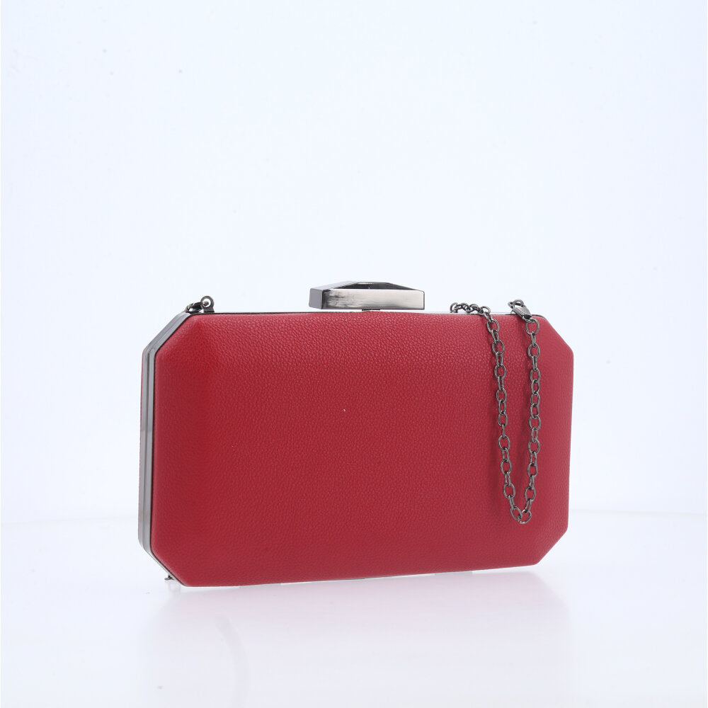 Bolsa Clutch para Festa Metalizada com Alça Removível Vermelho