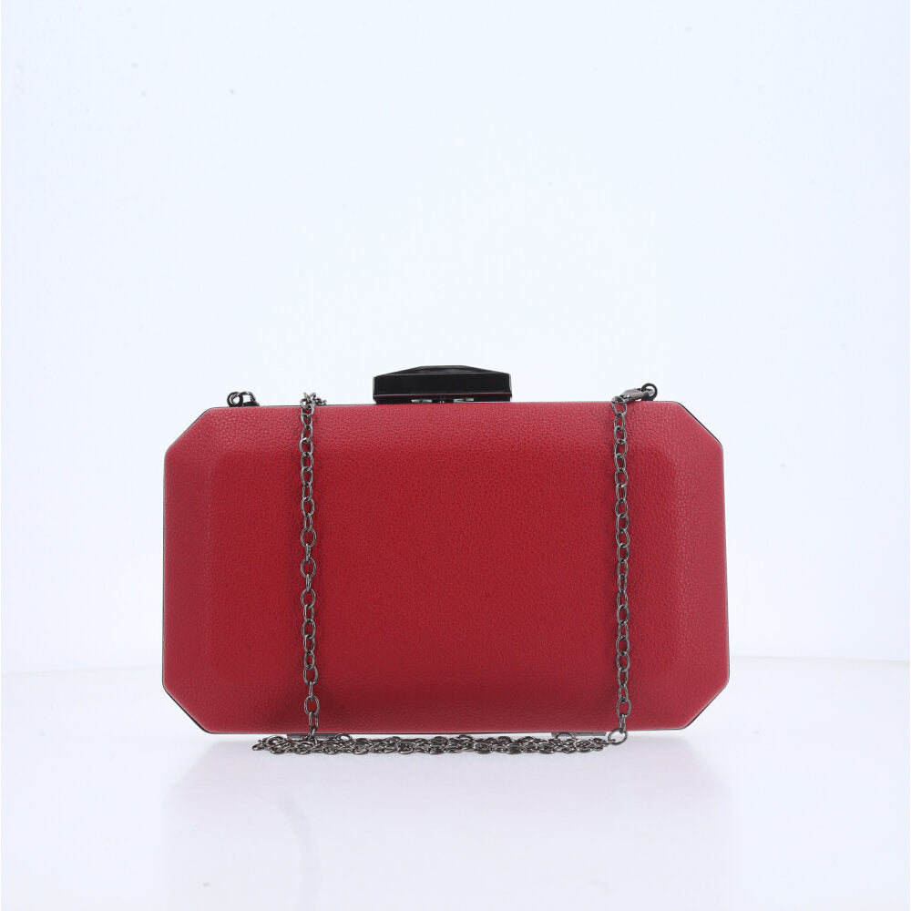Bolsa Clutch para Festa Metalizada com Alça Removível Vermelho