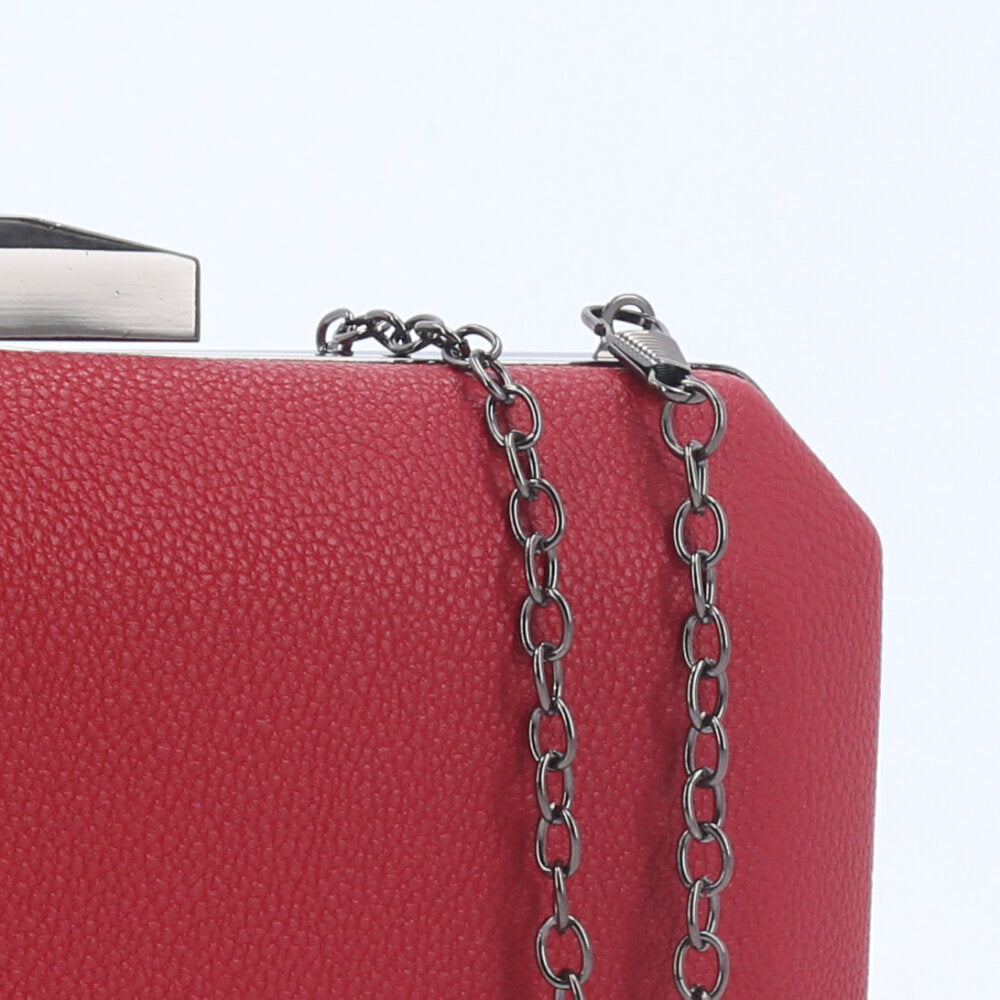 Bolsa Clutch para Festa Metalizada com Alça Removível Vermelho