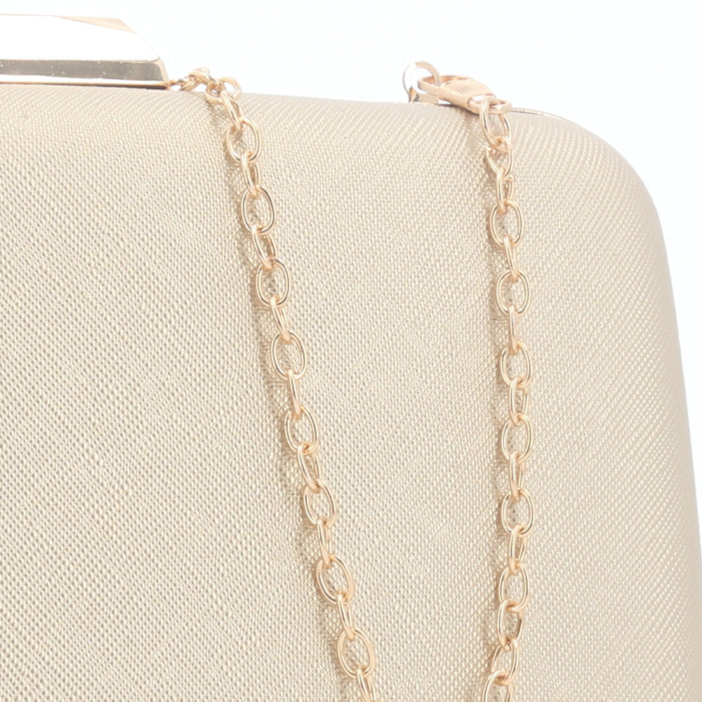 Bolsa Festa Feminina Clutch Estruturada com Corrente Dourada Ouro