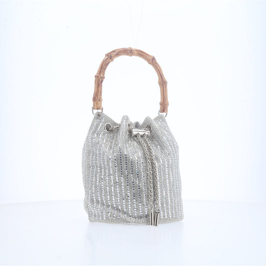 Bolsa Festa Saquinho de Strass Prata